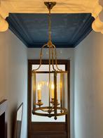 Klassieke lantaarn hanglamp – messing & glas, Ophalen, Gebruikt, Glas, 75 cm of meer