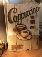 Cadre planches bois vieilli pr coin café/cappuccino Deco, Comme neuf, Enlèvement ou Envoi