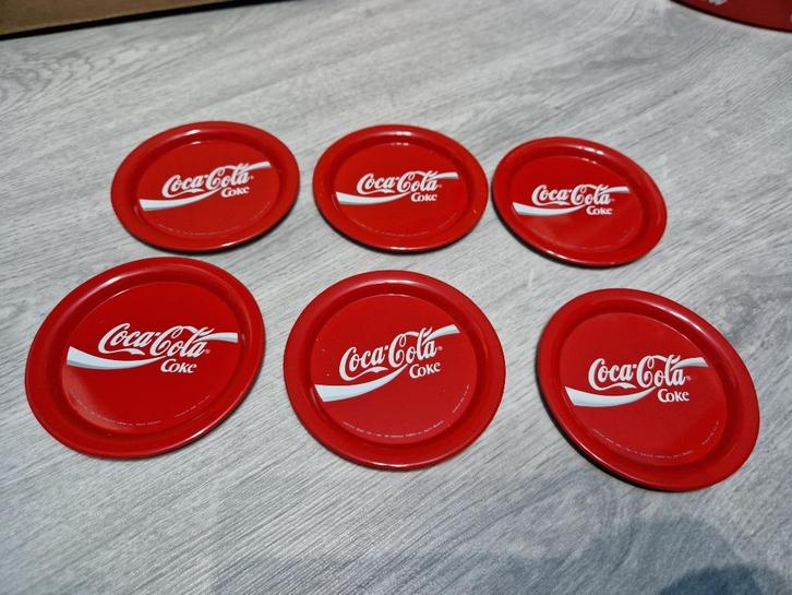 6 onderzetters + 1 ijzeren onderzetter van Coca-Cola, Verzamelen, Merken en Reclamevoorwerpen, Gebruikt, Overige typen, Ophalen of Verzenden
