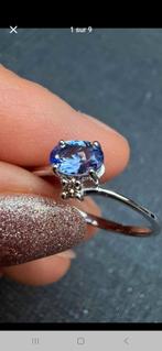 Belle bague en argent massif 925 avec tanzanite et diamant, Neuf, Enlèvement ou Envoi, Argent, Argent