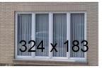 Gebruikte PVC ramen B324 x H183  ;  B365 x H148 garage tuin, Ophalen, Gebruikt, Overige typen, Glas