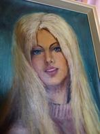 vintage schilderij blond meisje 60er jaren, Ophalen, Huis en Inrichting
