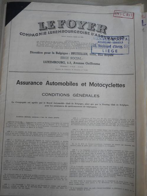 4 Vieux Contrats d'assurances automobiles des années 60, Auto diversen, Overige Auto diversen, Ophalen of Verzenden