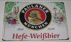 PAULANER : Metalen Bord Paulaner Hefe Weissbier - Seit 1634, Verzenden, Nieuw, Reclamebord, Plaat of Schild, Overige merken