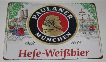 PAULANER : Metalen Bord Paulaner Hefe Weissbier - Seit 1634 beschikbaar voor biedingen