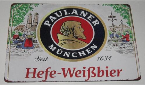 PAULANER : Metalen Bord Paulaner Hefe Weissbier - Seit 1634, Verzamelen, Biermerken, Nieuw, Reclamebord, Plaat of Schild, Overige merken