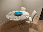 Keukentafel rond wit 5 personen + 2 witte keukenstoelen, Huis en Inrichting, Tafels | Eettafels, Ophalen, Gebruikt, Rond, Overige houtsoorten