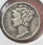 Silver One Dime 1943 États-Unis, Timbres & Monnaies, Monnaies | Amérique, Enlèvement ou Envoi, Monnaie en vrac, Argent, Amérique du Nord