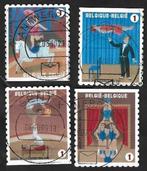 4 Postzegels België 2009 Het circus, Postzegels en Munten, Ophalen of Verzenden, Gestempeld, Gestempeld, Kunst