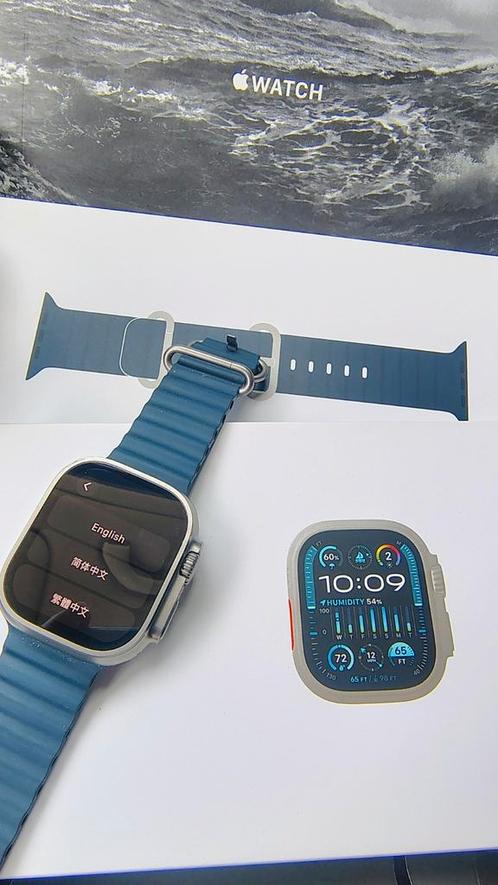 Apple iWatch Ultra 2, Handtassen en Accessoires, Smartwatches, Zo goed als nieuw, iOS, Blauw, Afstand, Calorieverbanding, Conditie