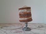 Vintage bedlamp met geweven kap — retro stijl 7, Style rétro 70s, Gebruikt, Ophalen of Verzenden, Metaal
