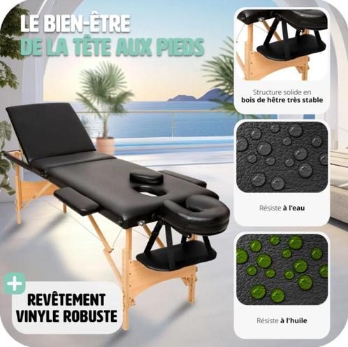 Nieuwe opvouwbare houten massagetafel met 3 zones, Sport en Fitness, Massageproducten, Nieuw, Massagetafel, Ophalen of Verzenden