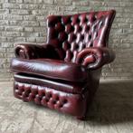 Chesterfield fauteuil met hocker, 75 tot 100 cm, Vintage, Hout, 75 tot 100 cm