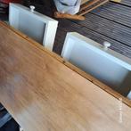 Houten tafel handgemaakt met 2 schuiven., Ophalen, Zo goed als nieuw