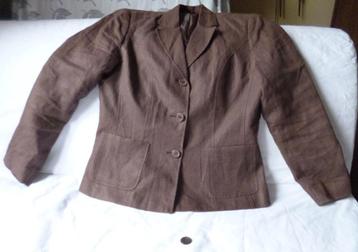 Kort jasje in bruin linnen maat 42, blazer. beschikbaar voor biedingen