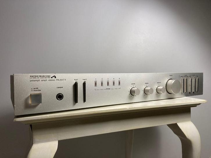 Zeldzame Pathé-Marconi stereo versterker Made in Japan, Audio, Tv en Foto, Versterkers en Ontvangers, Gebruikt, Stereo, 60 tot 120 watt
