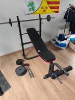 Halterbank Adidas met gewichten, Sport en Fitness, Ophalen, Zo goed als nieuw, Benen