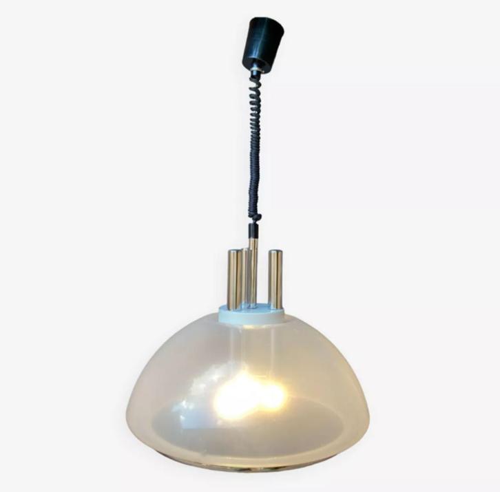 Vintage Italiaanse ophanging "space age" in opkomst en onder, Huis en Inrichting, Lampen | Hanglampen, Gebruikt, Minder dan 50 cm