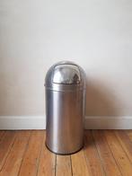 PUSH metalen vuilnisbak - 50L - Chroom, 40 liter of meer, Ophalen of Verzenden, Metaal, Zo goed als nieuw