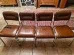 4 stoelen bruin zitvlak en leuning, ijzeren frame, Ophalen, Bruin, Vier
