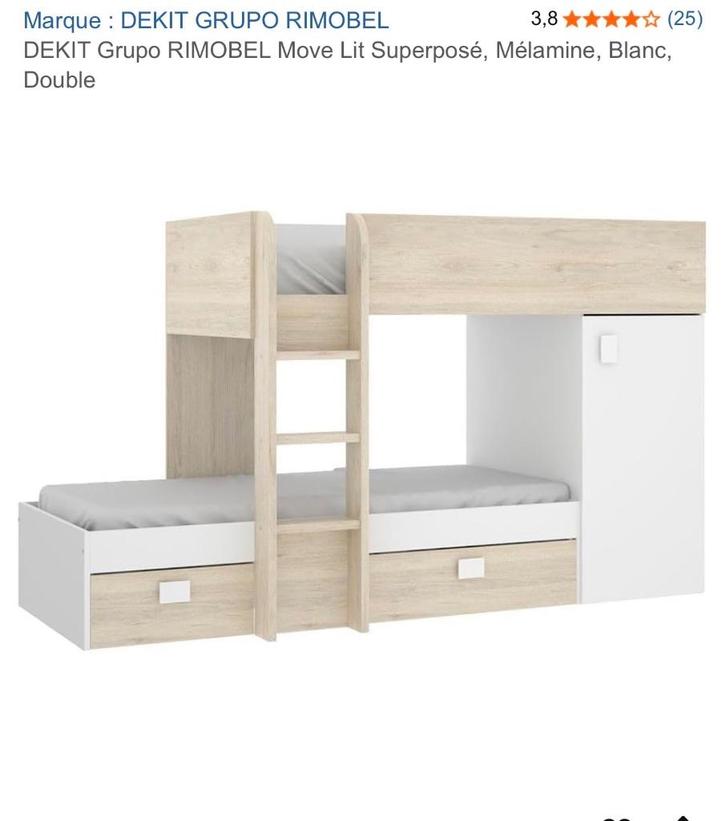 Lit superposé avec penderie, Kinderen en Baby's, Kinderkamer | Stapelbedden en Hoogslapers, Gebruikt, Stapelbed, Ophalen