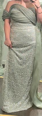 Avondjurk – lichtgroen met grijze stenen – maat 48, Neuf, Taille 46/48 (XL) ou plus grande, Vert, Enlèvement