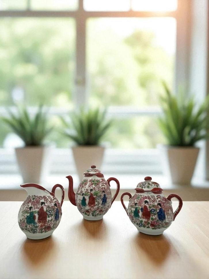 Antiek Japans theeservies in fijn porselein - 30 stuks, Antiek en Kunst, Antiek | Keramiek en Aardewerk, Ophalen of Verzenden