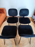 Vier (4) zwarte velvet eetkamerstoelen in hele goede staat, Ophalen, Zwart, Zo goed als nieuw, Vier