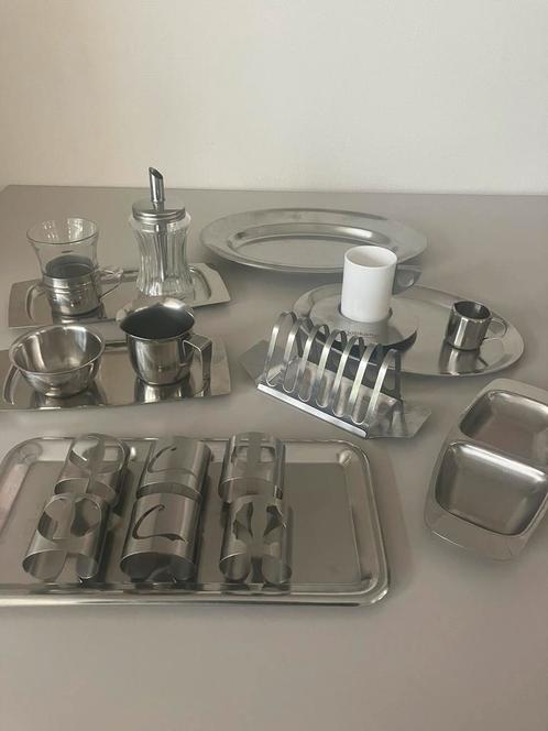 Lot INOX: schoteltjes, melk-, suiker-, roompotje, …, Antiek en Kunst, Antiek | Keukengerei, Ophalen of Verzenden
