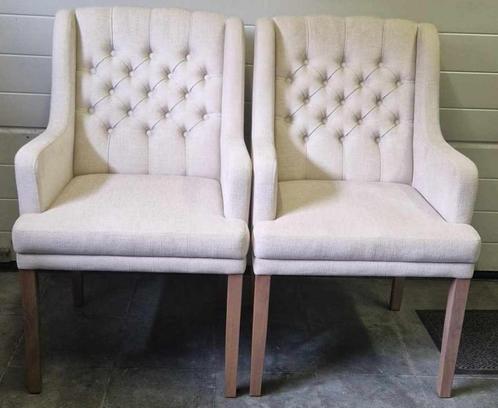 Designer eetkamerstoelen Pearl, Huis en Inrichting, Stoelen, Nieuw, Twee, Hout, Stof, Wit, Ophalen