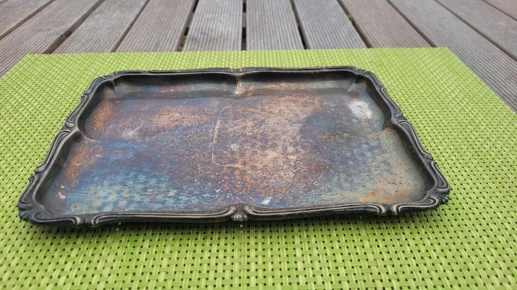 Plateau  à  servir  argent  36 x 16 cm, Enlèvement ou Envoi