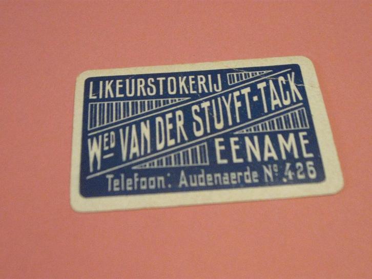 Oude speelkaart Likeurstokerij Van Der Stuyft , Eename (114), Verzamelen, Speelkaarten, Jokers en Kwartetten, Zo goed als nieuw