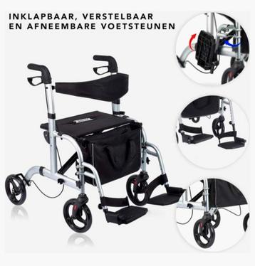 2 in 1 functie rollator/rolstoel/ als nieuw beschikbaar voor biedingen