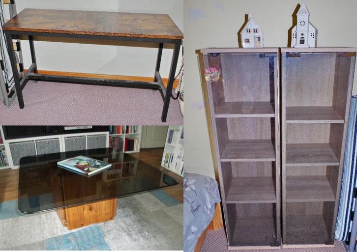 1Table-2Bancs-2Etageres-Lit pliant, Huis en Inrichting, Overige Huis en Inrichting, Ophalen
