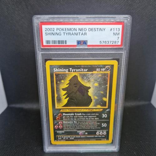 Shining Tyranitar Neo Destiny PSA 7, Hobby en Vrije tijd, Verzamelkaartspellen | Pokémon, Zo goed als nieuw, Ophalen of Verzenden