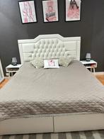 Tweepersoons boxspring, Huis en Inrichting, Slaapkamer | Boxsprings, Ophalen, Gebruikt, Wit, Chesterfield