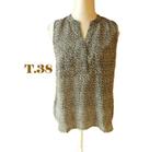 (132) - blouse femme t.38 noir gris - MIM -, Maat 38/40 (M), Zwart, Ophalen of Verzenden, Zo goed als nieuw