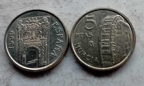 5 pesetas 1999 / Murcia, Postzegels en Munten, Munten | Europa | Niet-Euromunten, Losse munt, Ophalen of Verzenden