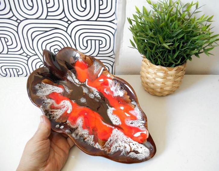 Vintage sierschaal in West-Duitse keramiek, Antiek en Kunst, Kunst | Designobjecten, Ophalen of Verzenden