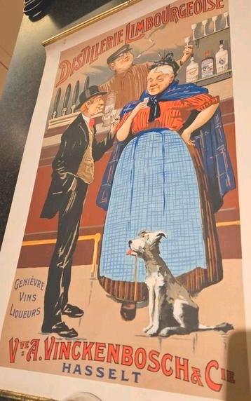 Antieke reclameposter Hasseltse jenever beschikbaar voor biedingen