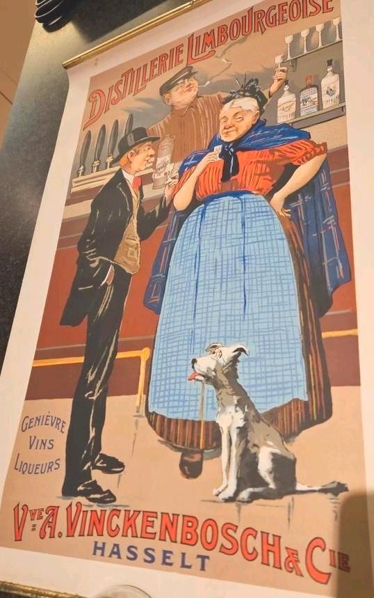 Antieke reclameposter Hasseltse jenever, Verzamelen, Posters, Nieuw, Ophalen of Verzenden