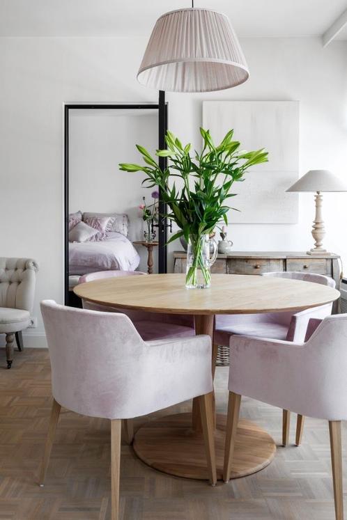 Set 4 Oud roze velour stoelen te koop, Huis en Inrichting, Stoelen, Nieuw, Vier, Hout, Stof, Overige kleuren, Ophalen
