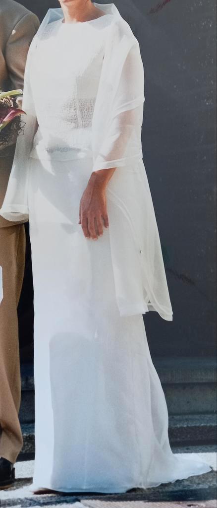 Trouwkleed in 2 delen, gebroken wit., Kleding | Dames, Trouwkleding en Trouwaccessoires, Zo goed als nieuw, Trouwjurk, Wit, Ophalen