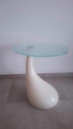 Zijtafel H55 cm glazen blad 45cm, Huis en Inrichting, Tafels | Sidetables, Ophalen, 50 tot 100 cm, Rond, 25 tot 50 cm