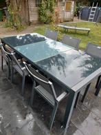 Tuintafel met 6 stoelen en ligbed, Ophalen, Gebruikt