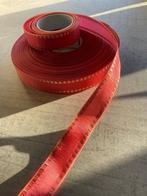 LINT ROOD/ ZALMROZE MET GLITTER RANDEN 25 MM NIEUW, Enlèvement ou Envoi, Neuf, Ruban, Bande ou Élastique