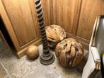 Unieke set van 3 decoratieve teak ballen – Eyecatchers, Ophalen, Zo goed als nieuw