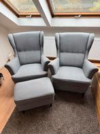 Fauteuils avec repose-pieds IKEA strandmon, gris foncé, Ophalen, Hout, Gebruikt, 100 tot 125 cm