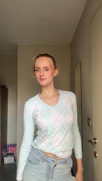 Pastelblauwe Tommy Hilfiger trui met ruitmotief – vintage, Verzenden, Maat 34 (XS) of kleiner, Wit