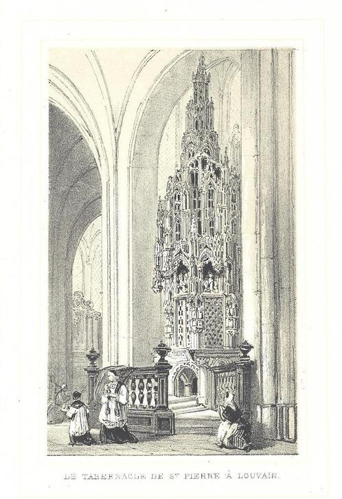 1844 - Leuven - tabernakel van de Sint-Pieterskerk, Antiquités & Art, Art | Eaux-fortes & Gravures, Envoi